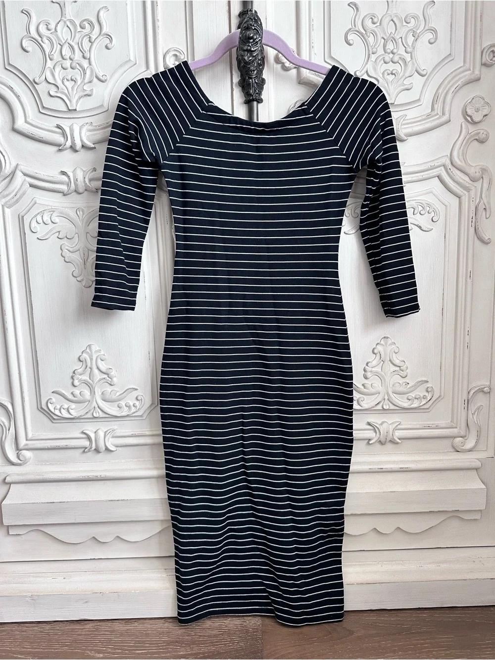 Zara Striped Midi Boatneck Dress size small